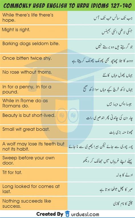 140 COMMONLY USED ENGLISH TO URDU IDIOMS & PROVERBS .